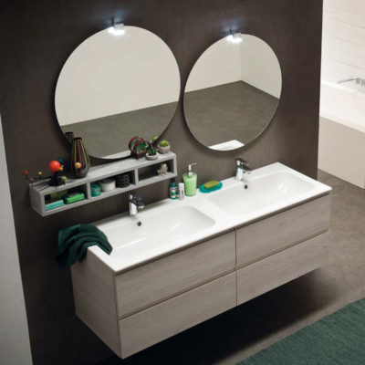 CL021 - Mobile arredo bagno design doppio lavabo L.141,5 cm personalizzabile COMPAB