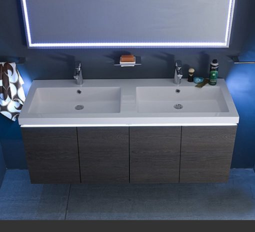 B201 18 - Mobile arredo bagno design doppio lavabo L.141 cm personalizzabile COMPAB
