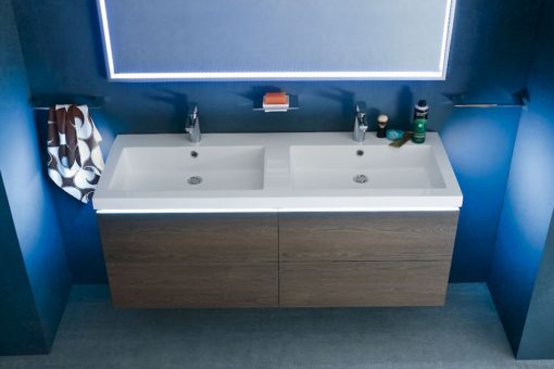 B201 18 - Mobile arredo bagno design doppio lavabo L.141 cm personalizzabile COMPAB