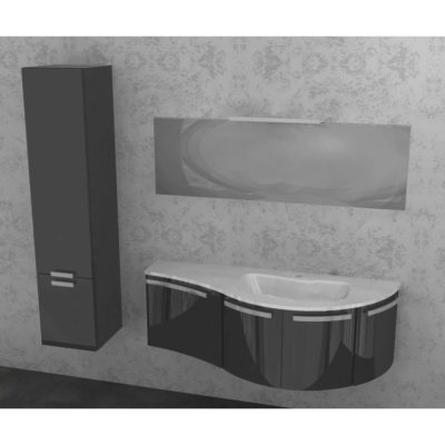 ELY W702 - Mobile arredo bagno design curvo L.140,5 cm con colonna personalizzabile ARCOM